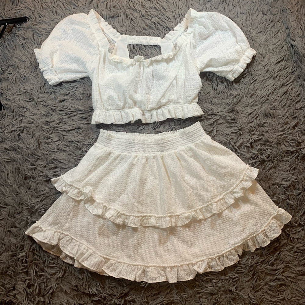 NWT Peixoto white Quinn Crop Top (sz S) & Aurora Mini Skirt (sz M) set